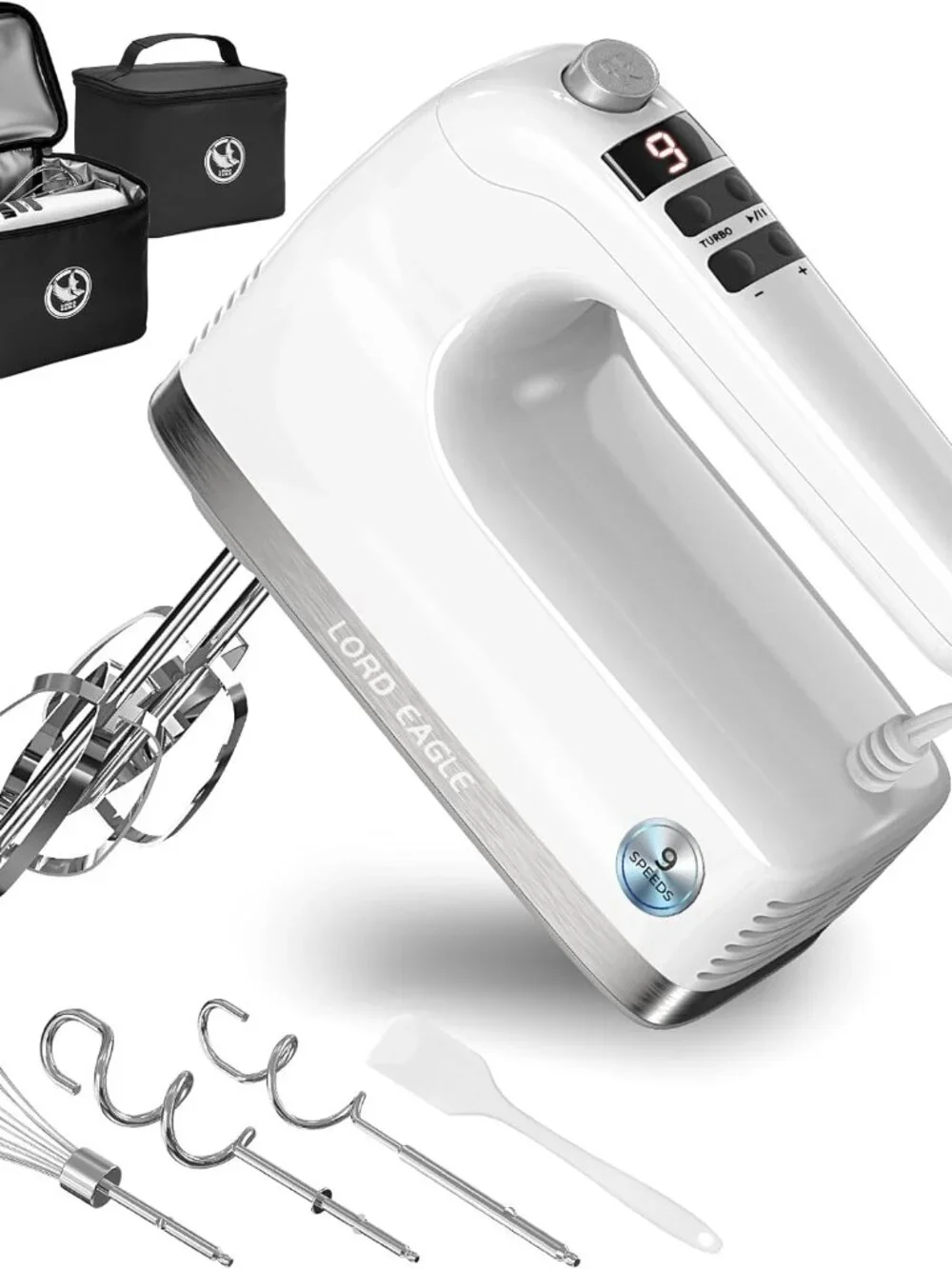 Electric Hand Mixer 9 Speed Digital 500W DC Motor Lord Eagle Handheld